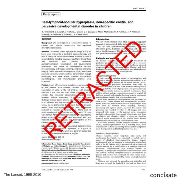 artículo Wakefield retractado