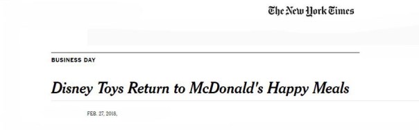 Disney regresa a happy meals 2018