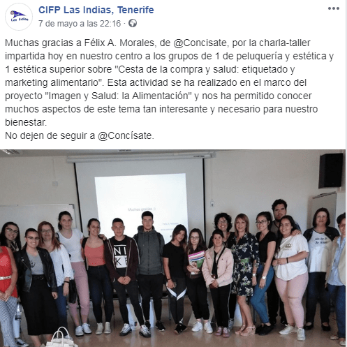 CIFP Las Indias Félix Morales Concísate salud consumo